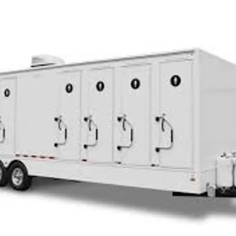 Mobile restroom trailer with multiple stalls for emergency deployments